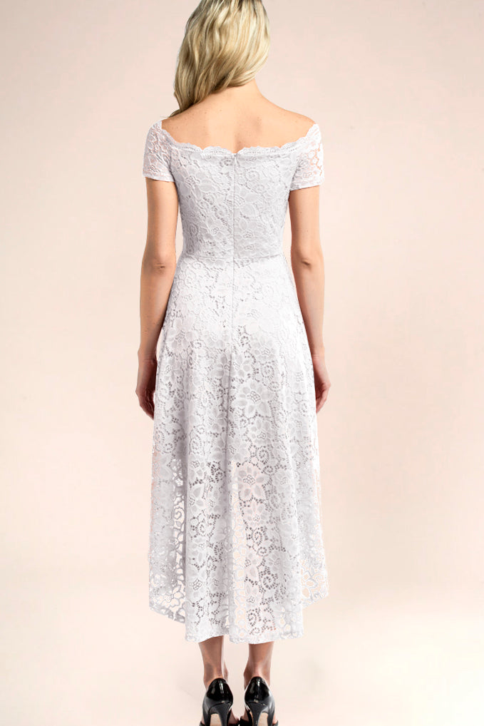 Dressy Star gorgeous white lace top hi/ lo hem dress!